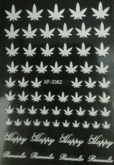 DIY αυτοκόλλητα νυχιών 3D αυτοκόλλητα αυτοκόλλητα νυχιών Pot Weed Leaf Nails Decal on Nails Μανικιούρ Διακόσμηση Σχέδιο πολύχρωμων γραμμών