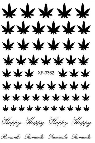 DIY αυτοκόλλητα νυχιών 3D αυτοκόλλητα αυτοκόλλητα νυχιών Pot Weed Leaf Nails Decal on Nails Μανικιούρ Διακόσμηση Σχέδιο πολύχρωμων γραμμών