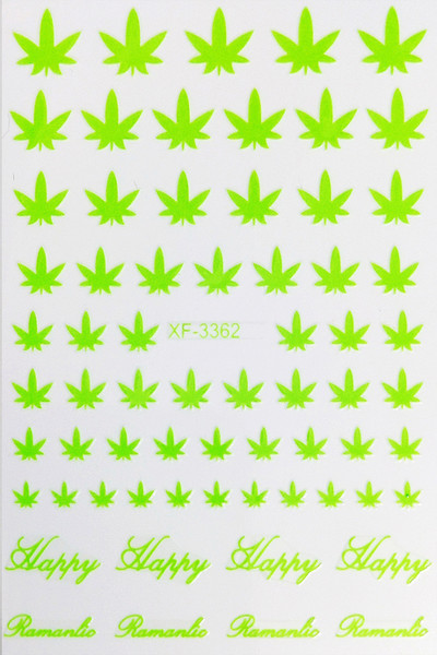 DIY αυτοκόλλητα νυχιών 3D αυτοκόλλητα αυτοκόλλητα νυχιών Pot Weed Leaf Nails Decal on Nails Μανικιούρ Διακόσμηση Σχέδιο πολύχρωμων γραμμών