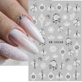 Τρισδιάστατα λευκά χριστουγεννιάτικα αυτοκόλλητα νυχιών Snowflake Elk Ballet Girl Festive Trend 2022 Design Santa Αυτοκόλλητα Χειμερινά αυτοκόλλητα Διακόσμηση SASW-CS