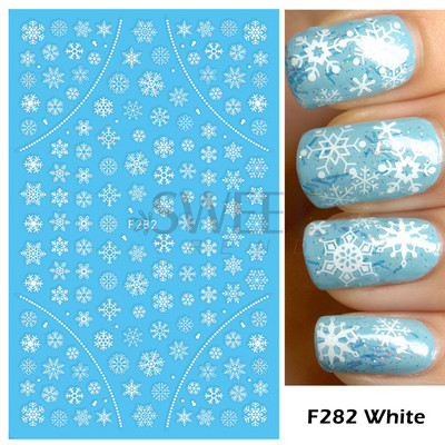 Τρισδιάστατα λευκά χριστουγεννιάτικα αυτοκόλλητα νυχιών Snowflake Elk Ballet Girl Festive Trend 2022 Design Santa Αυτοκόλλητα Χειμερινά αυτοκόλλητα Διακόσμηση SASW-CS