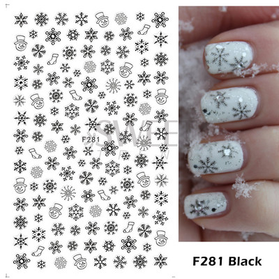 Τρισδιάστατα λευκά χριστουγεννιάτικα αυτοκόλλητα νυχιών Snowflake Elk Ballet Girl Festive Trend 2022 Design Santa Αυτοκόλλητα Χειμερινά αυτοκόλλητα Διακόσμηση SASW-CS