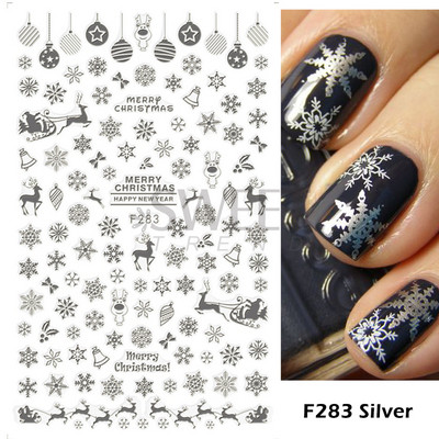 Τρισδιάστατα λευκά χριστουγεννιάτικα αυτοκόλλητα νυχιών Snowflake Elk Ballet Girl Festive Trend 2022 Design Santa Αυτοκόλλητα Χειμερινά αυτοκόλλητα Διακόσμηση SASW-CS