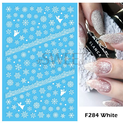 Τρισδιάστατα λευκά χριστουγεννιάτικα αυτοκόλλητα νυχιών Snowflake Elk Ballet Girl Festive Trend 2022 Design Santa Αυτοκόλλητα Χειμερινά αυτοκόλλητα Διακόσμηση SASW-CS