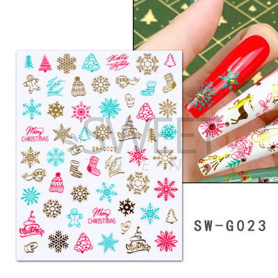 Τρισδιάστατα λευκά χριστουγεννιάτικα αυτοκόλλητα νυχιών Snowflake Elk Ballet Girl Festive Trend 2022 Design Santa Αυτοκόλλητα Χειμερινά αυτοκόλλητα Διακόσμηση SASW-CS