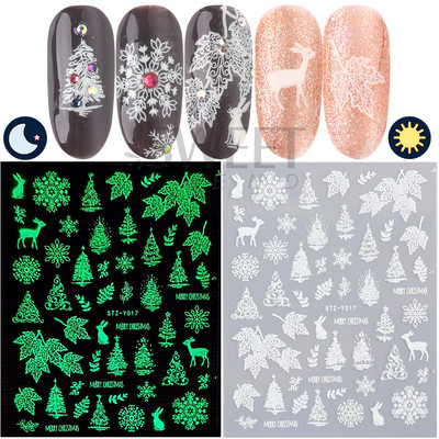 Τρισδιάστατα λευκά χριστουγεννιάτικα αυτοκόλλητα νυχιών Snowflake Elk Ballet Girl Festive Trend 2022 Design Santa Αυτοκόλλητα Χειμερινά αυτοκόλλητα Διακόσμηση SASW-CS