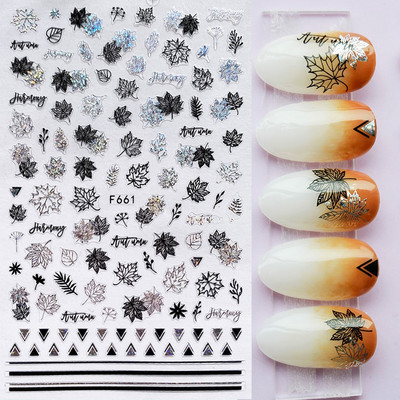 Χρυσό λέιζερ Λευκό Χριστουγεννιάτικο αυτοκόλλητο νυχιών 5D ολογραφικές νιφάδες χιονιού Santa Geometry Line Letter DIY Sliders μανικιούρ BEF712-719