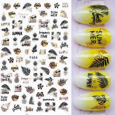 Χρυσό λέιζερ Λευκό Χριστουγεννιάτικο αυτοκόλλητο νυχιών 5D ολογραφικές νιφάδες χιονιού Santa Geometry Line Letter DIY Sliders μανικιούρ BEF712-719