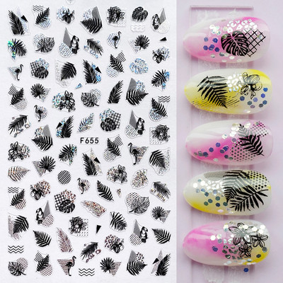 Χρυσό λέιζερ Λευκό Χριστουγεννιάτικο αυτοκόλλητο νυχιών 5D ολογραφικές νιφάδες χιονιού Santa Geometry Line Letter DIY Sliders μανικιούρ BEF712-719