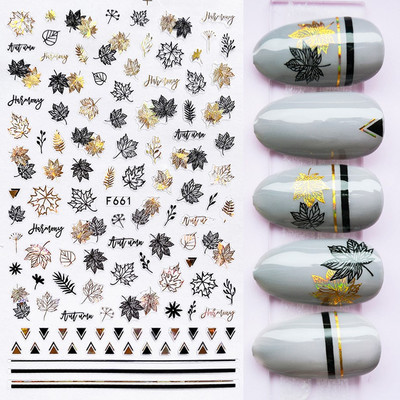 Χρυσό λέιζερ Λευκό Χριστουγεννιάτικο αυτοκόλλητο νυχιών 5D ολογραφικές νιφάδες χιονιού Santa Geometry Line Letter DIY Sliders μανικιούρ BEF712-719