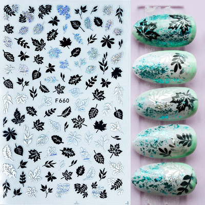 Χρυσό λέιζερ Λευκό Χριστουγεννιάτικο αυτοκόλλητο νυχιών 5D ολογραφικές νιφάδες χιονιού Santa Geometry Line Letter DIY Sliders μανικιούρ BEF712-719