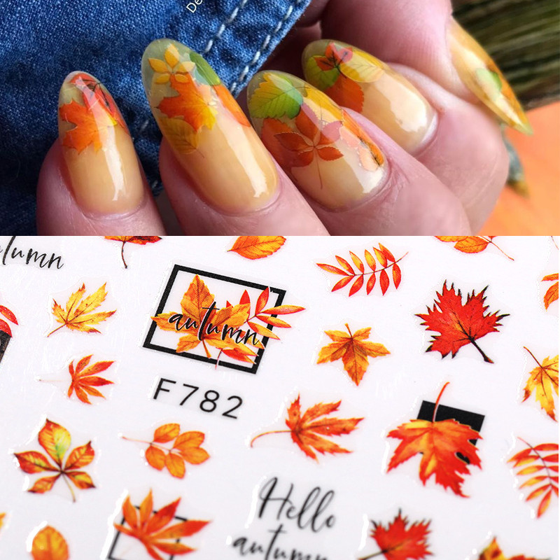 1 τεμ. Maple Leaves Αυτοκόλλητα Νυχιών Γραμμές Αυτοκόλλητο Κίτρινο Χρυσό Φθινοπωρινές Χαλκομανίες Sliders Διακόσμηση Νυχιών Φθινοπωρινό αυτοκόλλητο DIY μανικιούρ