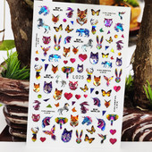 3D αυτοκόλλητο νυχιών αδιάβροχα γυαλιστερά αυτοκόλλητα αυτοκόλλητα για νύχια Κινούμενα σχέδια Animal Wolf Bird Nail Art Διακόσμηση Aurora Silver Design