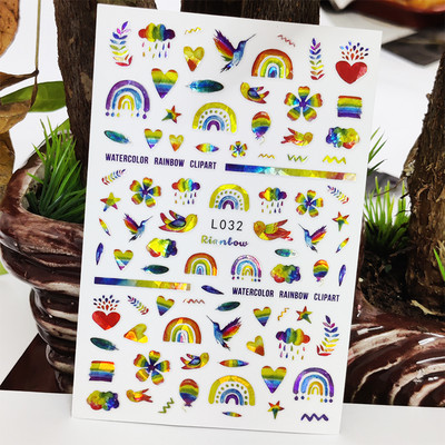 3D αυτοκόλλητο νυχιών αδιάβροχα γυαλιστερά αυτοκόλλητα αυτοκόλλητα για νύχια Κινούμενα σχέδια Animal Wolf Bird Nail Art Διακόσμηση Aurora Silver Design