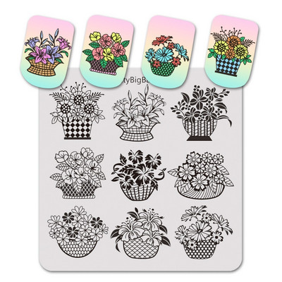 BeautyBigBang 6*6cm Πιάτο νυχιών Heartbeat Θέμα για μανικιούρ LGBT Pride Homosexual Love Rainbow Square Stamping Nail Plate