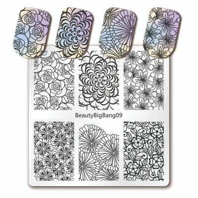 BeautyBigBang 6*6cm Πιάτο νυχιών Heartbeat Θέμα για μανικιούρ LGBT Pride Homosexual Love Rainbow Square Stamping Nail Plate