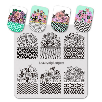 BeautyBigBang 6*6cm Πιάτο νυχιών Heartbeat Θέμα για μανικιούρ LGBT Pride Homosexual Love Rainbow Square Stamping Nail Plate