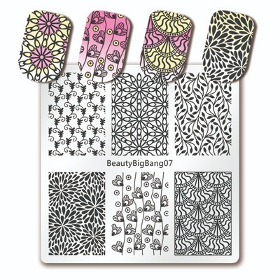 BeautyBigBang 6*6cm Πιάτο νυχιών Heartbeat Θέμα για μανικιούρ LGBT Pride Homosexual Love Rainbow Square Stamping Nail Plate