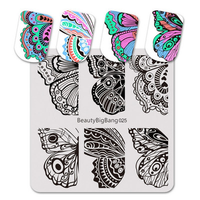 BeautyBigBang 6*6cm Πιάτο νυχιών Heartbeat Θέμα για μανικιούρ LGBT Pride Homosexual Love Rainbow Square Stamping Nail Plate