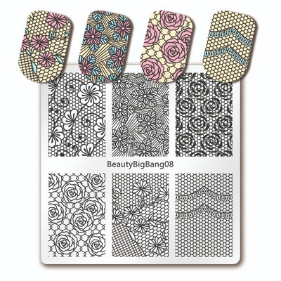 BeautyBigBang 6*6cm Πιάτο νυχιών Heartbeat Θέμα για μανικιούρ LGBT Pride Homosexual Love Rainbow Square Stamping Nail Plate