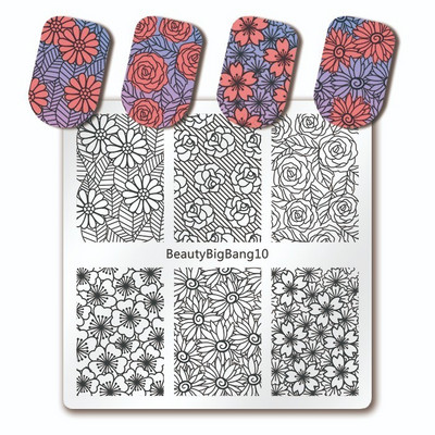 BeautyBigBang 6*6cm Πιάτο νυχιών Heartbeat Θέμα για μανικιούρ LGBT Pride Homosexual Love Rainbow Square Stamping Nail Plate