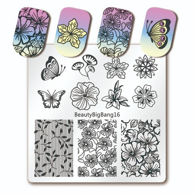 BeautyBigBang 6*6cm Πιάτο νυχιών Heartbeat Θέμα για μανικιούρ LGBT Pride Homosexual Love Rainbow Square Stamping Nail Plate