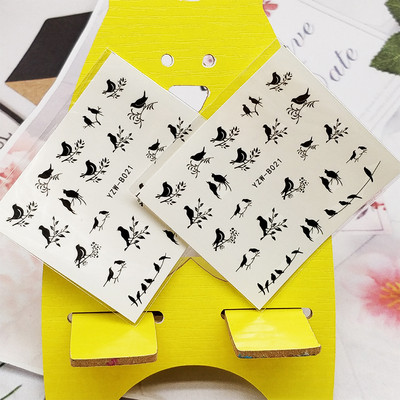 2 τμχ Αυτοκόλλητα για νύχια Μαύρο γράμμα Σχέδιο Νυχιών Διακοσμήσεις Μανικιούρ Διακόσμηση Μανικιούρ Ακουαρέλα Αυτοκόλλητα Νυχιών Αξεσουάρ