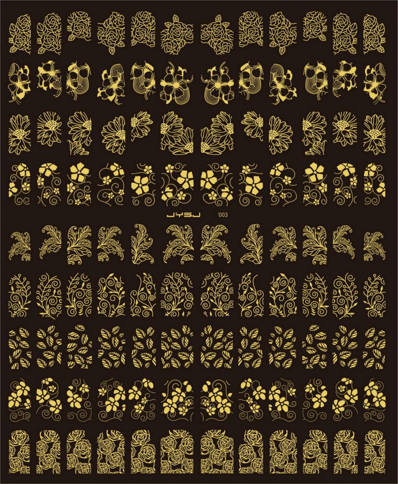 108 τμχ/φύλλο Χρυσό/Ασημί Μεταλλικό Λουλούδι Δαντέλα 5 Χρώματα 3D Αυτοκόλλητο Νυχιών Meatal Αυτοκόλλητο