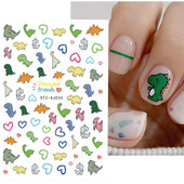 Χαριτωμένα αυτοκόλλητα για νύχια δεινοσαύρων Macaroon πολύχρωμα ζώα Kawaii Anime Nails design Sliders για μανικιούρ TRSTZ-SJ034