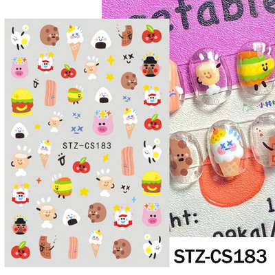 Χαριτωμένα αυτοκόλλητα για νύχια δεινοσαύρων Macaroon πολύχρωμα ζώα Kawaii Anime Nails design Sliders για μανικιούρ TRSTZ-SJ034