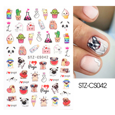 Χαριτωμένα αυτοκόλλητα για νύχια δεινοσαύρων Macaroon πολύχρωμα ζώα Kawaii Anime Nails design Sliders για μανικιούρ TRSTZ-SJ034