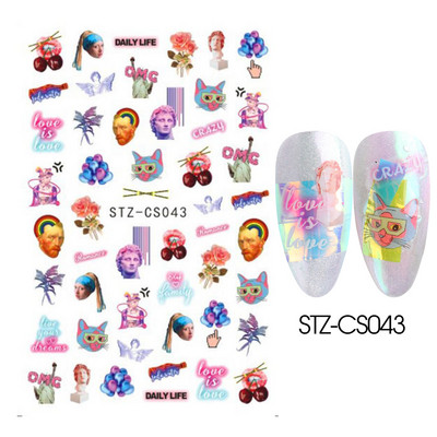 Χαριτωμένα αυτοκόλλητα για νύχια δεινοσαύρων Macaroon πολύχρωμα ζώα Kawaii Anime Nails design Sliders για μανικιούρ TRSTZ-SJ034