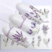 1 τμχ Lavender Fox Nail Art Leaves Water Αυτοκόλλητα Αυτοκόλλητα Floral Face Butterfly Flower Slider για Νύχια Καλοκαιρινή διακόσμηση νυχιών
