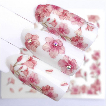 1 τμχ Lavender Fox Nail Art Leaves Water Αυτοκόλλητα Αυτοκόλλητα Floral Face Butterfly Flower Slider για Νύχια Καλοκαιρινή διακόσμηση νυχιών