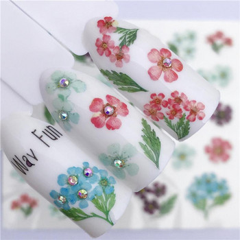 1Pcs Лавандула Лисица Nail Art Leaves Water Decals Стикери Floral Face Butterfly Flower Slider for Nails Summer Nail Art Decoration