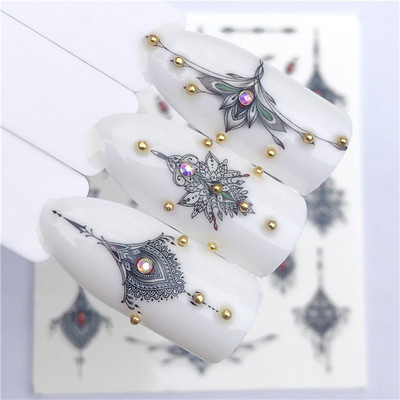 1 τμχ Lavender Fox Nail Art Leaves Water Αυτοκόλλητα Αυτοκόλλητα Floral Face Butterfly Flower Slider για Νύχια Καλοκαιρινή διακόσμηση νυχιών