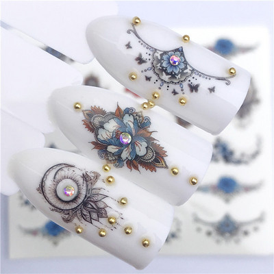 1 τμχ Lavender Fox Nail Art Leaves Water Αυτοκόλλητα Αυτοκόλλητα Floral Face Butterfly Flower Slider για Νύχια Καλοκαιρινή διακόσμηση νυχιών