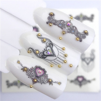 1 τμχ Lavender Fox Nail Art Leaves Water Αυτοκόλλητα Αυτοκόλλητα Floral Face Butterfly Flower Slider για Νύχια Καλοκαιρινή διακόσμηση νυχιών