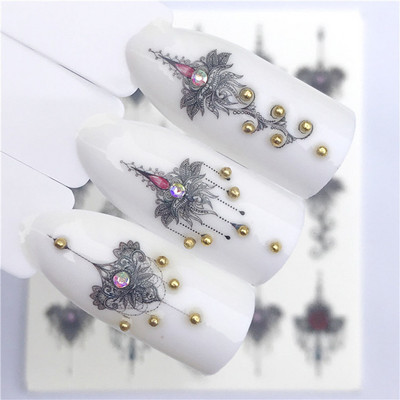 1 τμχ Lavender Fox Nail Art Leaves Water Αυτοκόλλητα Αυτοκόλλητα Floral Face Butterfly Flower Slider για Νύχια Καλοκαιρινή διακόσμηση νυχιών