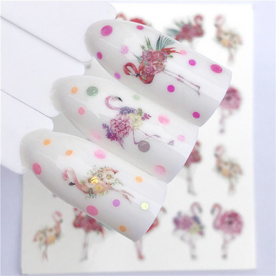 1 τμχ Lavender Fox Nail Art Leaves Water Αυτοκόλλητα Αυτοκόλλητα Floral Face Butterfly Flower Slider για Νύχια Καλοκαιρινή διακόσμηση νυχιών