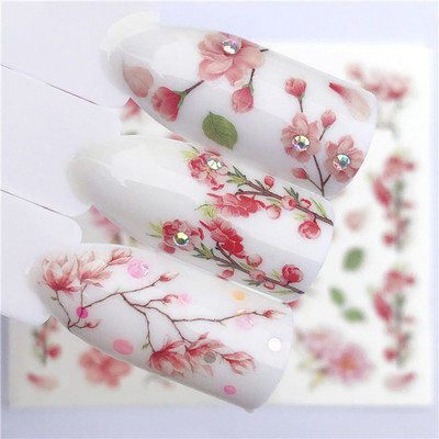 1 τμχ Lavender Fox Nail Art Leaves Water Αυτοκόλλητα Αυτοκόλλητα Floral Face Butterfly Flower Slider για Νύχια Καλοκαιρινή διακόσμηση νυχιών
