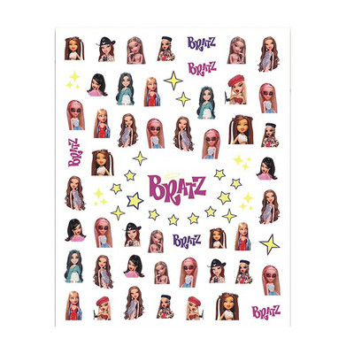 1 φύλλο κούκλα Bratz 3D αυτοκόλλητα νυχιών Αυτοκόλλητα συρόμενα αυτοκόλλητα αυτοκόλλητα αυτοκόλλητα για μανικιούρ Συμβουλή περιτυλίγματος αλουμινόχαρτο νύχια DIY Διακόσμηση