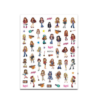 1 φύλλο κούκλα Bratz 3D αυτοκόλλητα νυχιών Αυτοκόλλητα συρόμενα αυτοκόλλητα αυτοκόλλητα αυτοκόλλητα για μανικιούρ Συμβουλή περιτυλίγματος αλουμινόχαρτο νύχια DIY Διακόσμηση