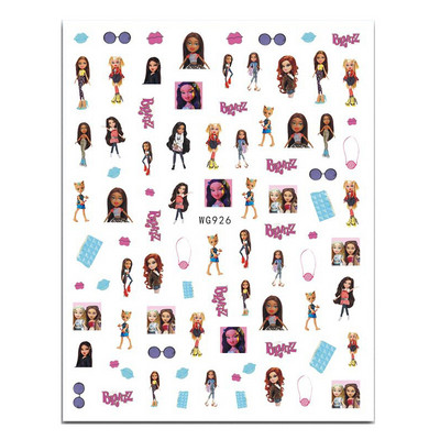 1 φύλλο κούκλα Bratz 3D αυτοκόλλητα νυχιών Αυτοκόλλητα συρόμενα αυτοκόλλητα αυτοκόλλητα αυτοκόλλητα για μανικιούρ Συμβουλή περιτυλίγματος αλουμινόχαρτο νύχια DIY Διακόσμηση