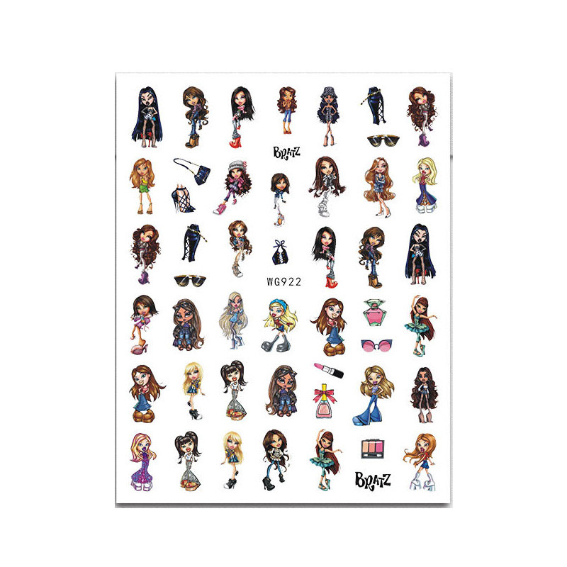 1 φύλλο κούκλα Bratz 3D αυτοκόλλητα νυχιών Αυτοκόλλητα συρόμενα αυτοκόλλητα αυτοκόλλητα αυτοκόλλητα για μανικιούρ Συμβουλή περιτυλίγματος αλουμινόχαρτο νύχια DIY Διακόσμηση