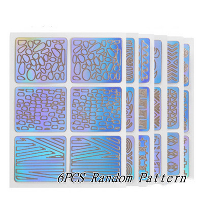 6/12/24 Φύλλα/σετ Hollow 3D laser αυτοκόλλητο DIY Nail Art Stencil Gel Polish Οδηγός μεταφοράς μύτης βινυλίου Πρότυπο Αυτοκόλλητα νυχιών