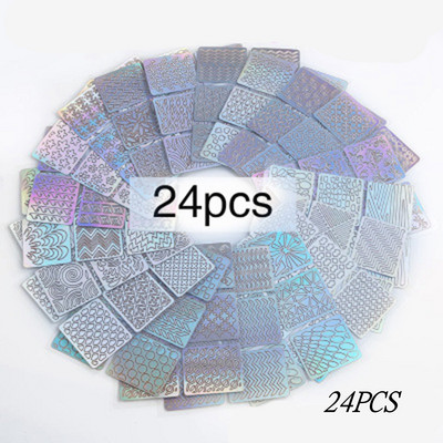 6/12/24 Φύλλα/σετ Hollow 3D laser αυτοκόλλητο DIY Nail Art Stencil Gel Polish Οδηγός μεταφοράς μύτης βινυλίου Πρότυπο Αυτοκόλλητα νυχιών