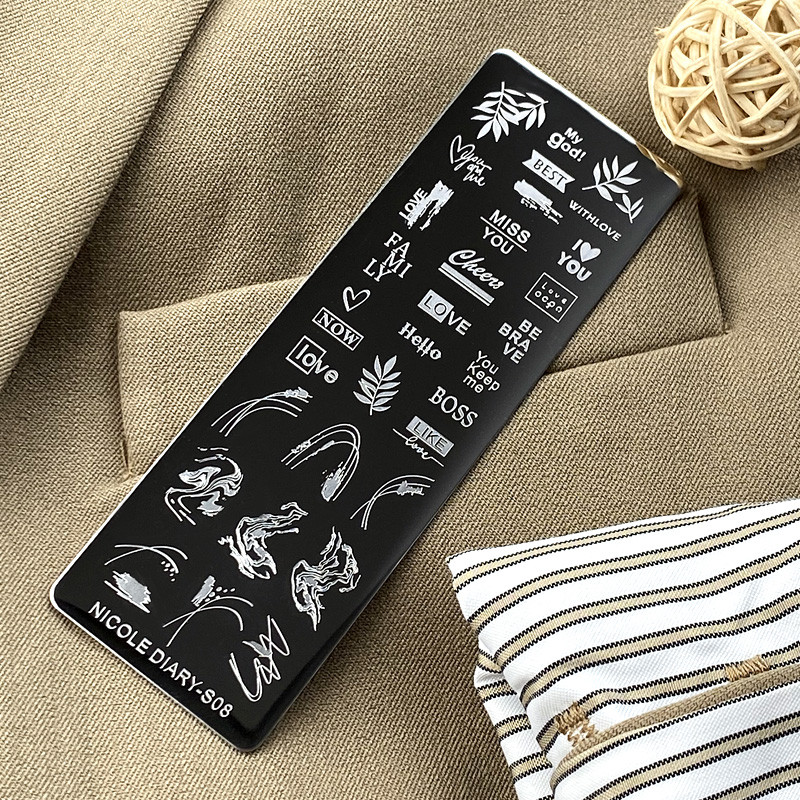 NICOLE DIARY Blooming Leaf Stamping Plates Γαλλική φόρμα νυχιών για νύχια Σχέδια λουλουδιών νυχιών στένσιλ εκτύπωσης για μανικιούρ