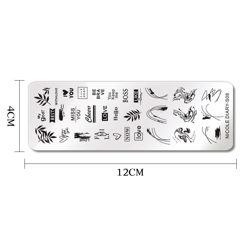 NICOLE DIARY Blooming Leaf Stamping Plates Γαλλική φόρμα νυχιών για νύχια Σχέδια λουλουδιών νυχιών στένσιλ εκτύπωσης για μανικιούρ