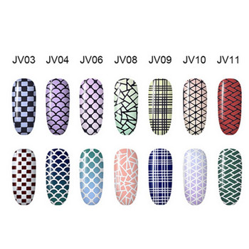 1 бр. Рибени люспи Стикер за нокти Лепилки за нокти Art Adhesive Decals Net Line Geometry Hollow Designs 3D Manicure Decor Wraps Template Sticker